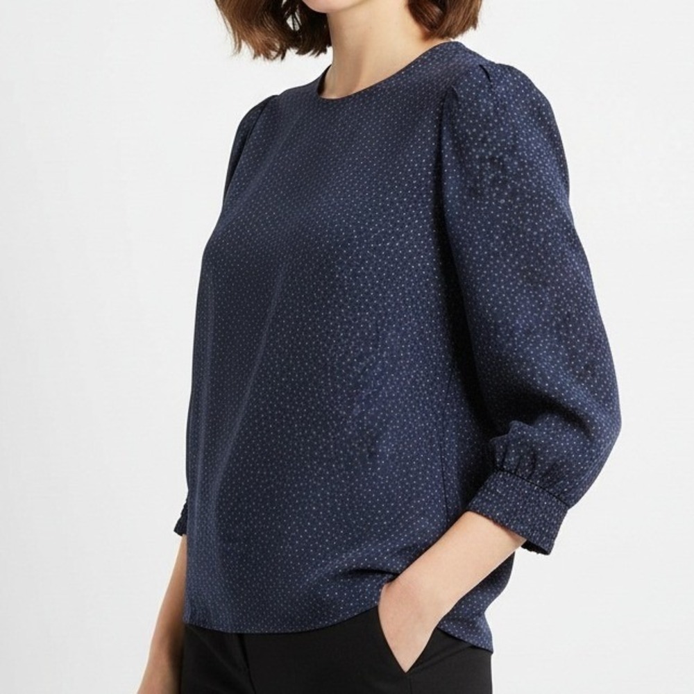 Country Sophisticates by Pendleton Navy Blue Polka Dot Blouse Vintage 26W‎ USA
